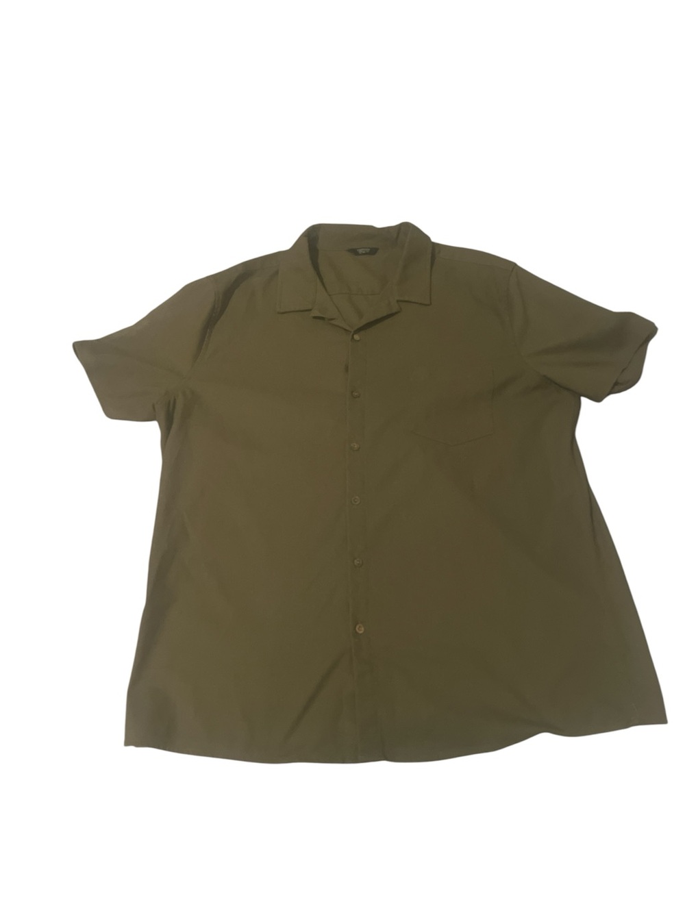 Men's Short-Sleeve Button-Down Shirt in Olive - Casual Camp Collar